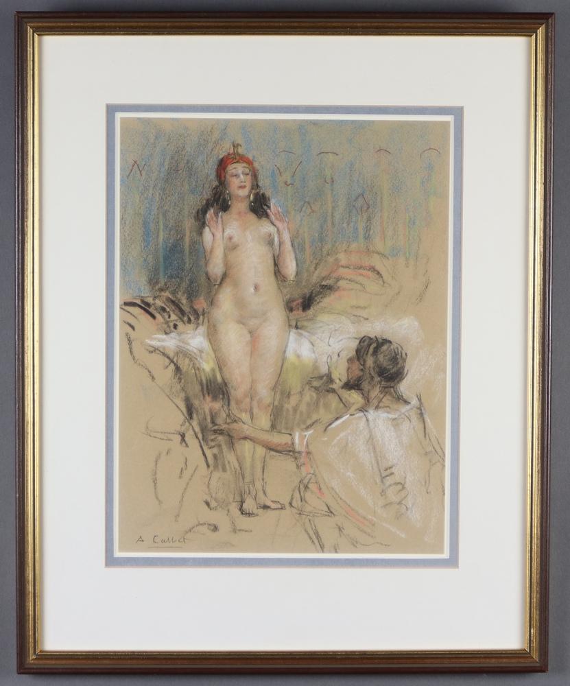 Portrait de nu français par Antoine Calbet  pastel signé en vente 1