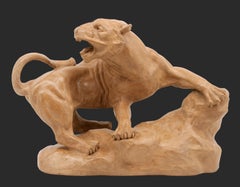 Antoine Capaldo French Art Deco Terra Cotta Lioness 1910s
