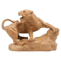Antoine Capaldo French Art Deco Terra Cotta Lioness, 1910s