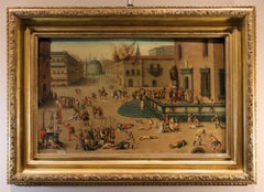 Triumvirs Landscape Caron Paint 16/17th Century Oil on table Old master France