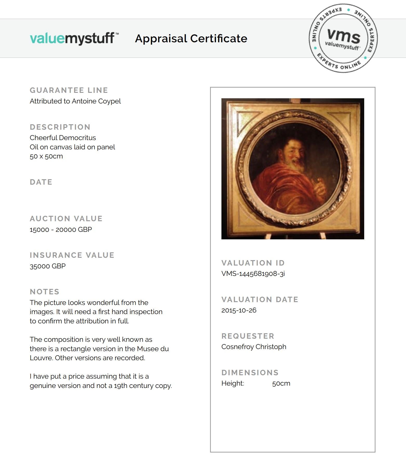 Porträt von Demokrit Französisches Ölgemälde aus dem 18. Jh., zugeschrieben Antoine Coypel im Angebot 2