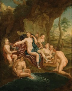 Bathing Nymphs Coypel Paint 18th Century Oil on canvas Old master French school