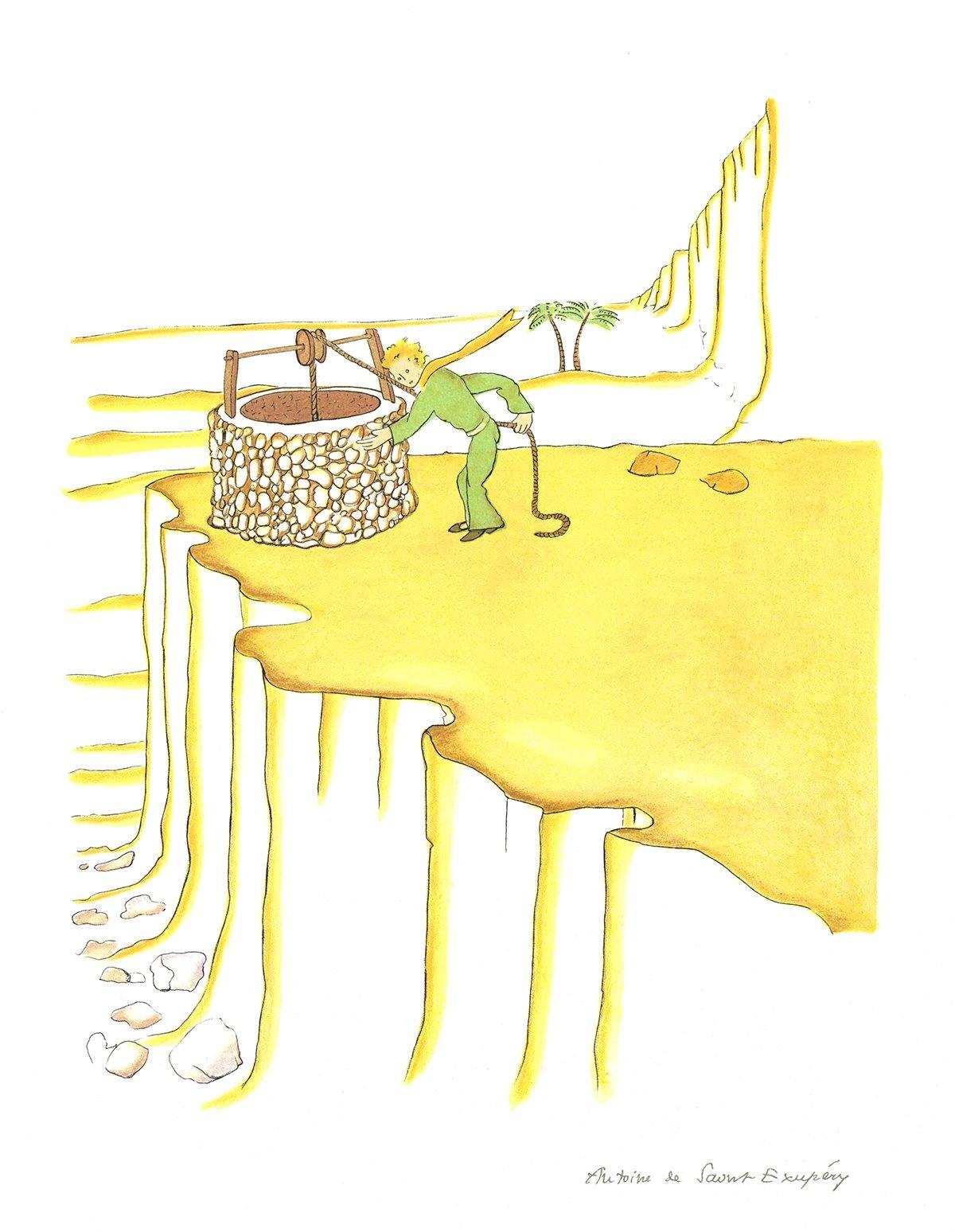 2008 Antoine de Saint Exupery 'Petit Prince at the well' - Print by Antoine de saint Exupery