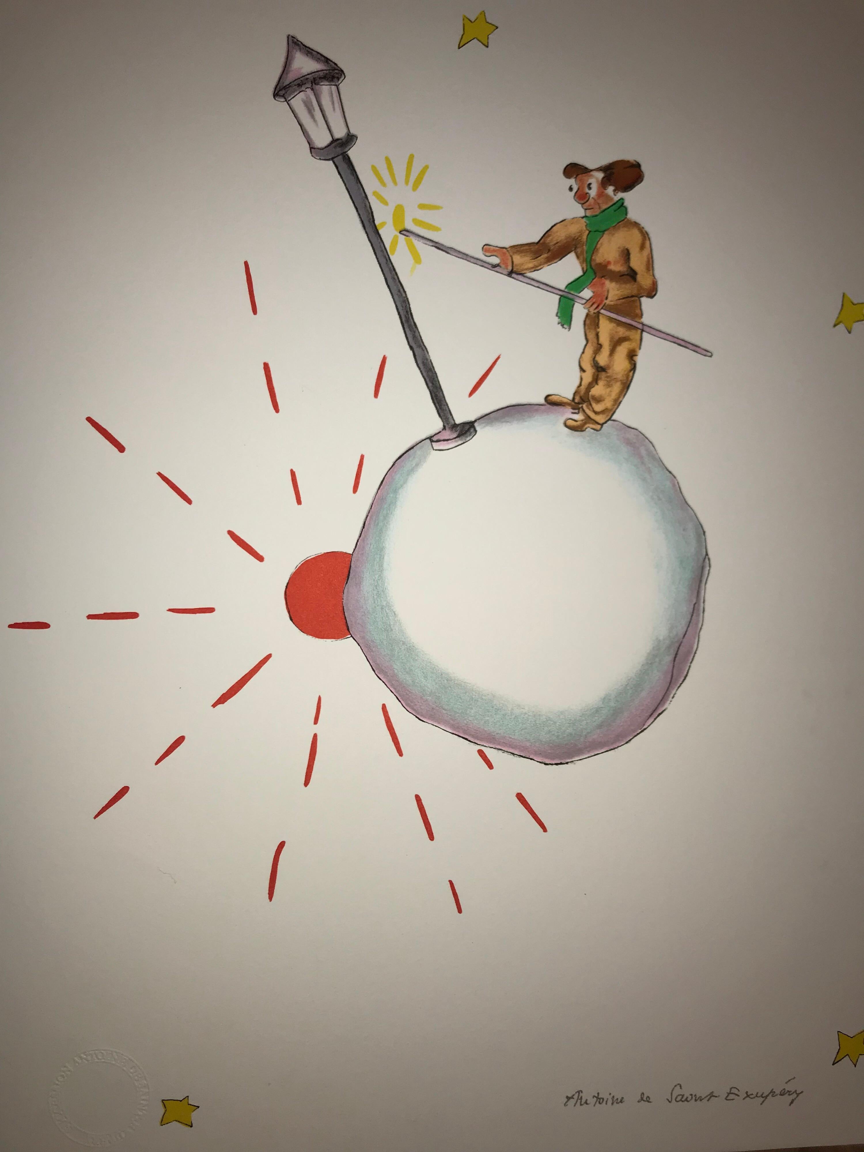 Figurative Print Antoine de saint Exupery - L
allumeur de réverbères - Lithographie - 1900-1944 - Plats signés