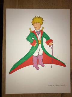 Le Petit Prince en grand manteau - Lithographie - 1900-1944 - Assiette signée