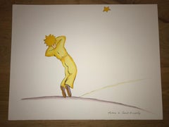 Le Petit Prince endormi - Lithographie - 1900-1944 - Assiette signée