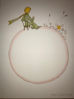 Le Petit Prince et le coucher du soleil – Lithographie – 1900- 1944 – signiert 