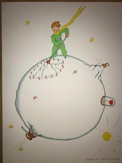 Le Petit Prince et le Volcan - Lithograph - 1900-1944 - Platesigned
