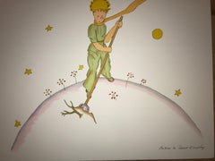 Le Petit Prince sur sa planète - Lithograph - 1900-1944 - Platesigned