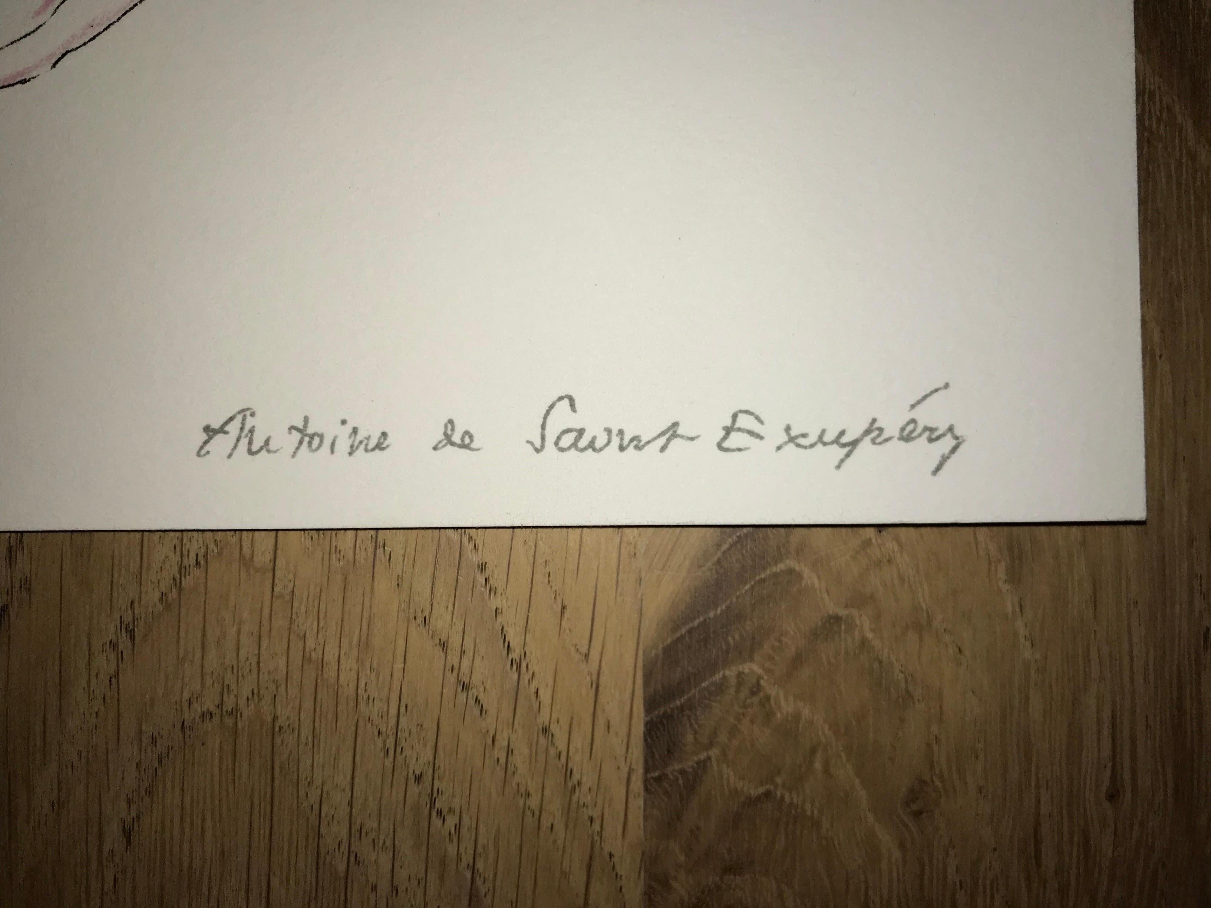 Le Poète - Litografía - 1900-1944 - Placas firmadas - Print Contemporáneo de Antoine de saint Exupery