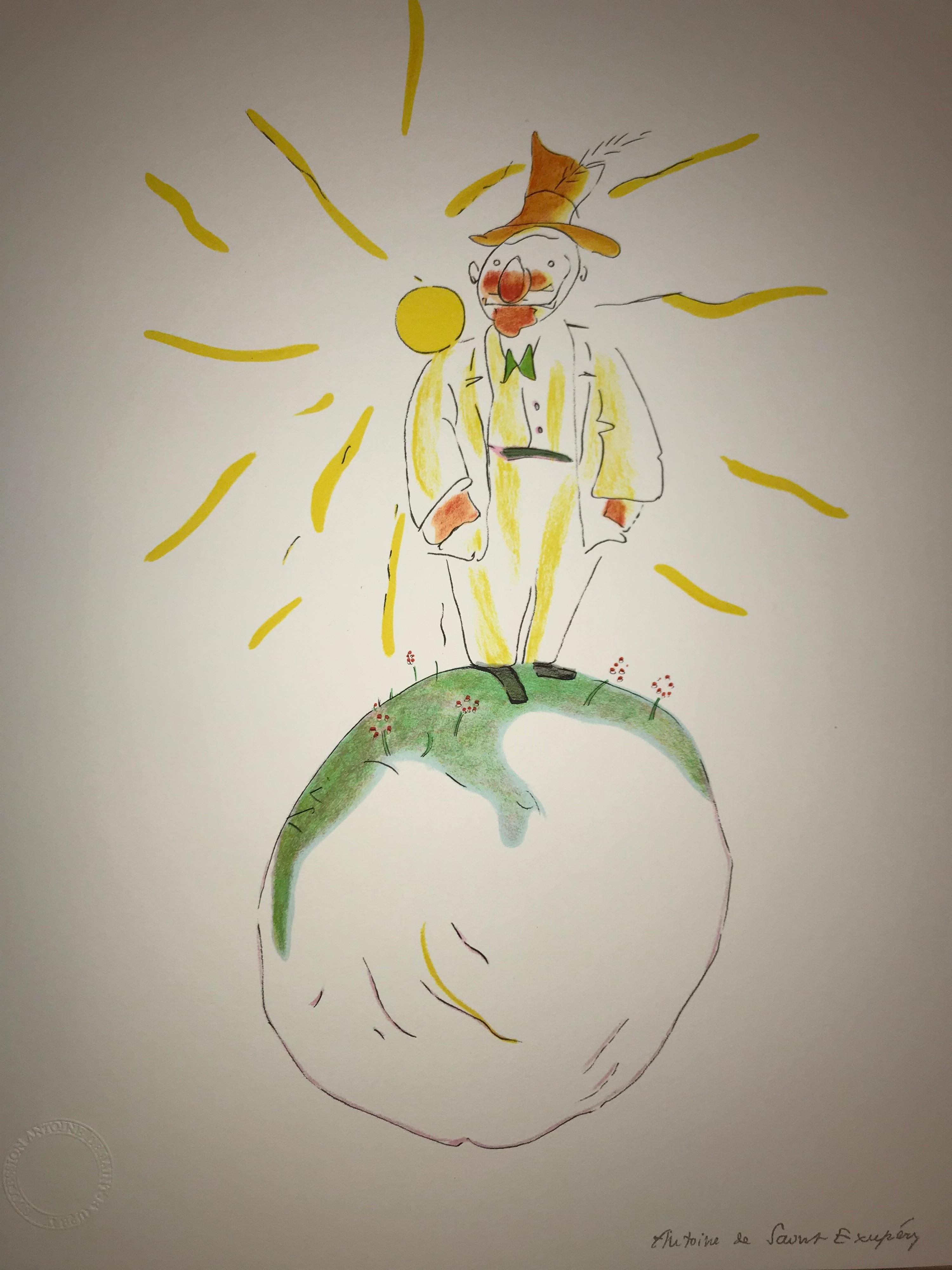 Figurative Print de Antoine de saint Exupery - Le Poète - Litografía - 1900-1944 - Placas firmadas