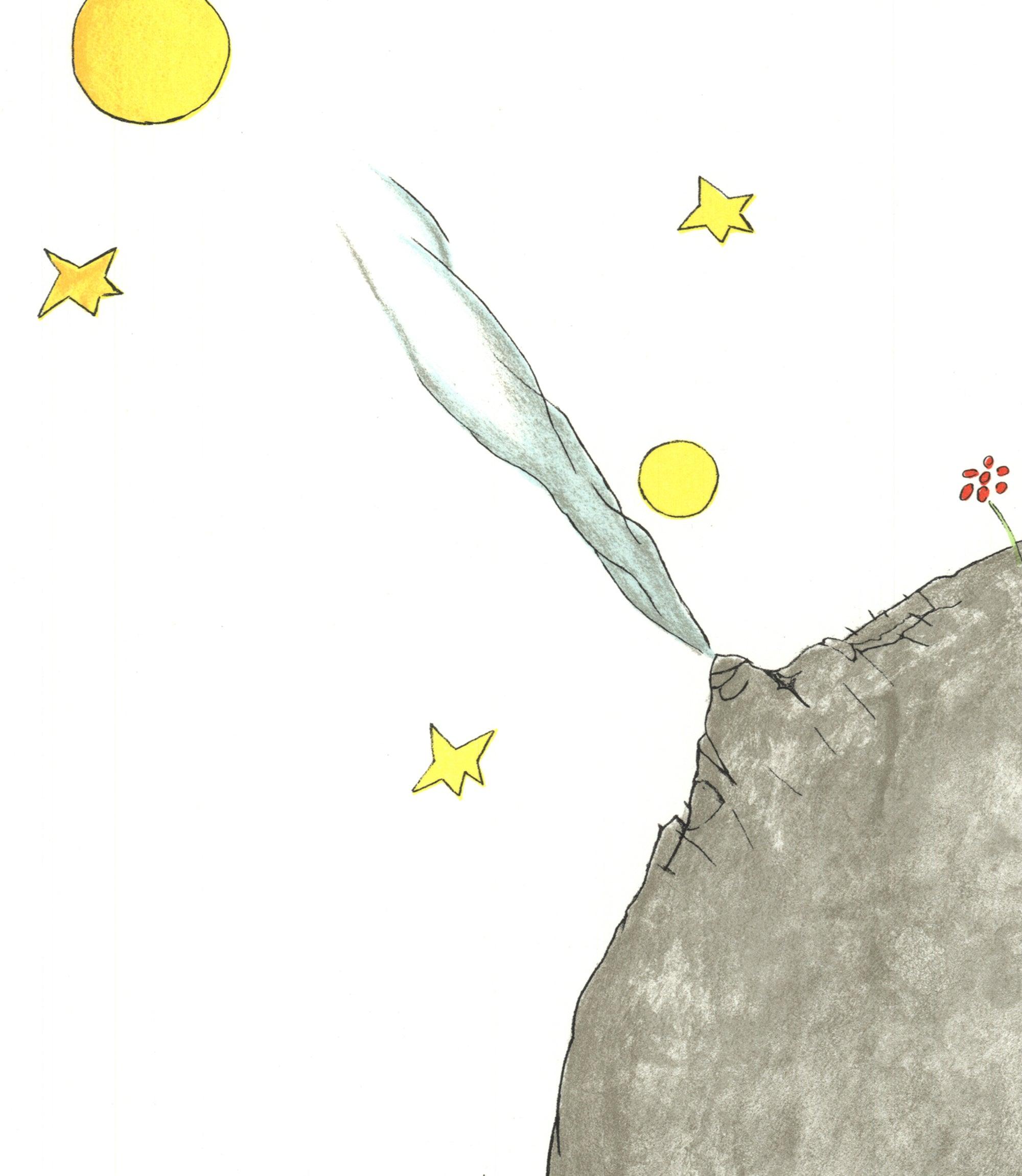The Little Prince und sein Asteroid B 612 (Zeitgenössisch), Print, von Antoine de saint Exupery