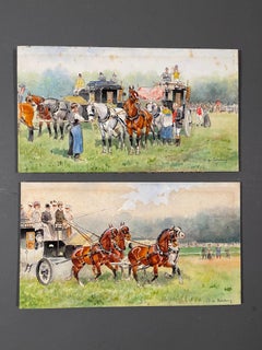 Antoine De Salaberry Pair of French Period Watercolor