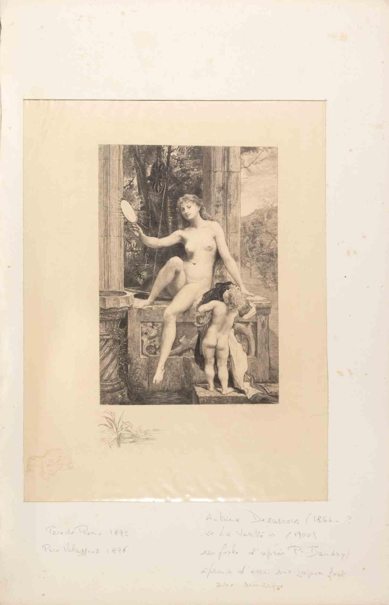 La Vérité - Radierung von Antoine Dezarrois - 1900 im Angebot 1