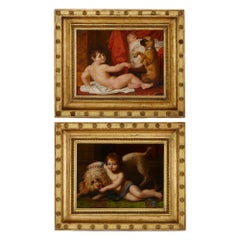 Antique Pair of French Neoclassical oil paintings by Dubost