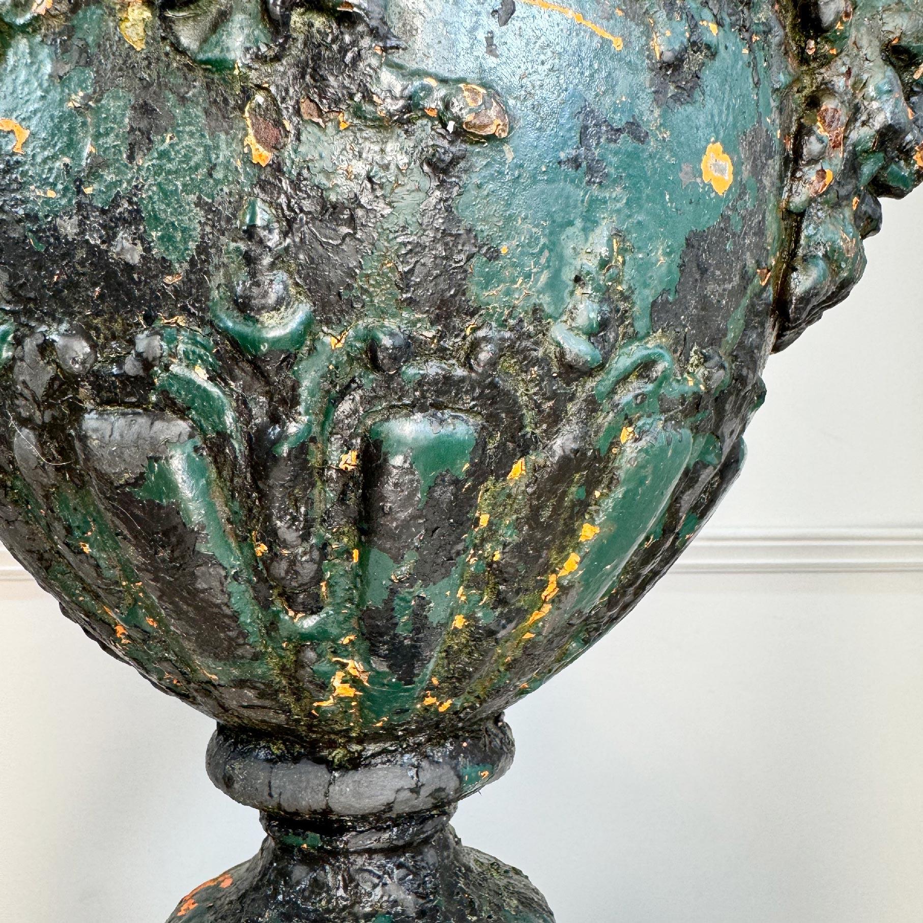 Antoine Durenne Foundry Satyr Mask Cast Iron Urn For Sale 7
