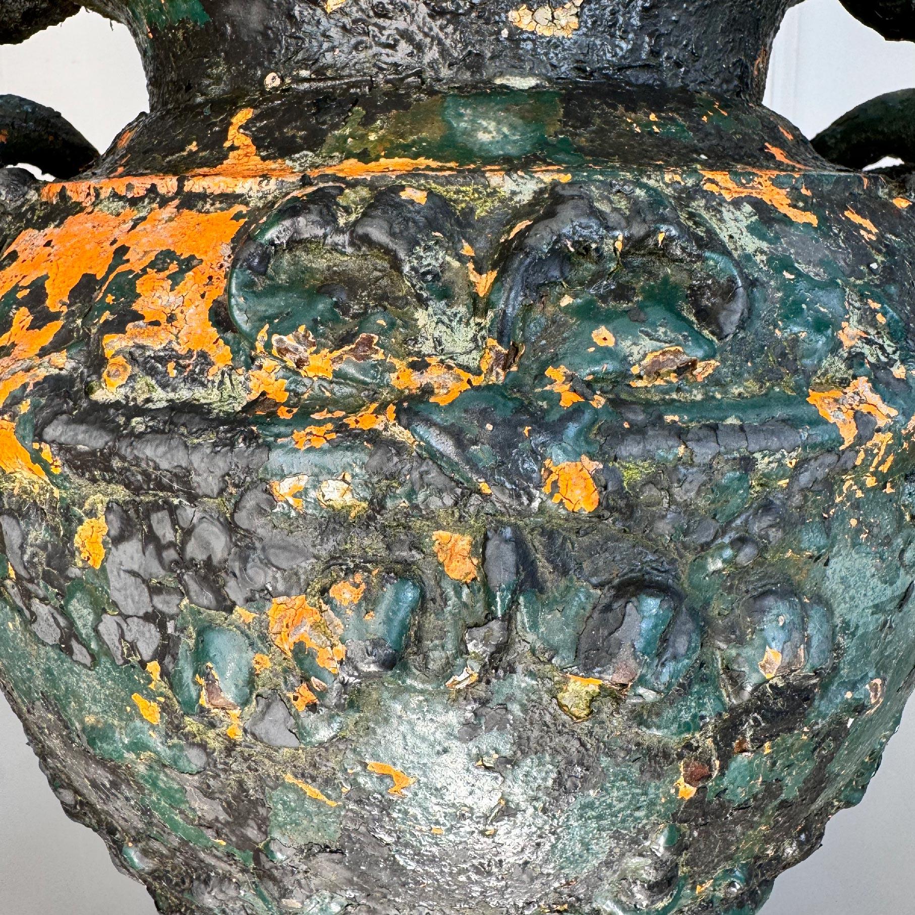 Antoine Durenne Foundry Satyr Mask Cast Iron Urn For Sale 2