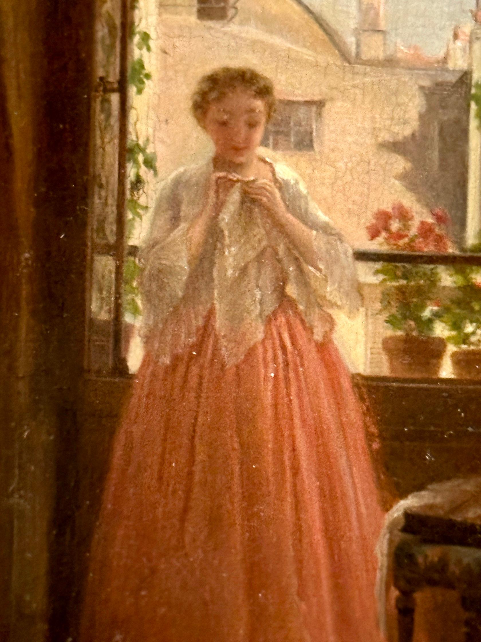 Français, 19e siècle, Jewell regardant un bijou dans un intérieur, Sud de la France - Victorien Painting par Antoine Emile Plassan
