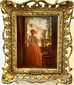 French 19th century, Lady looking at a jewel in an interior, South of France