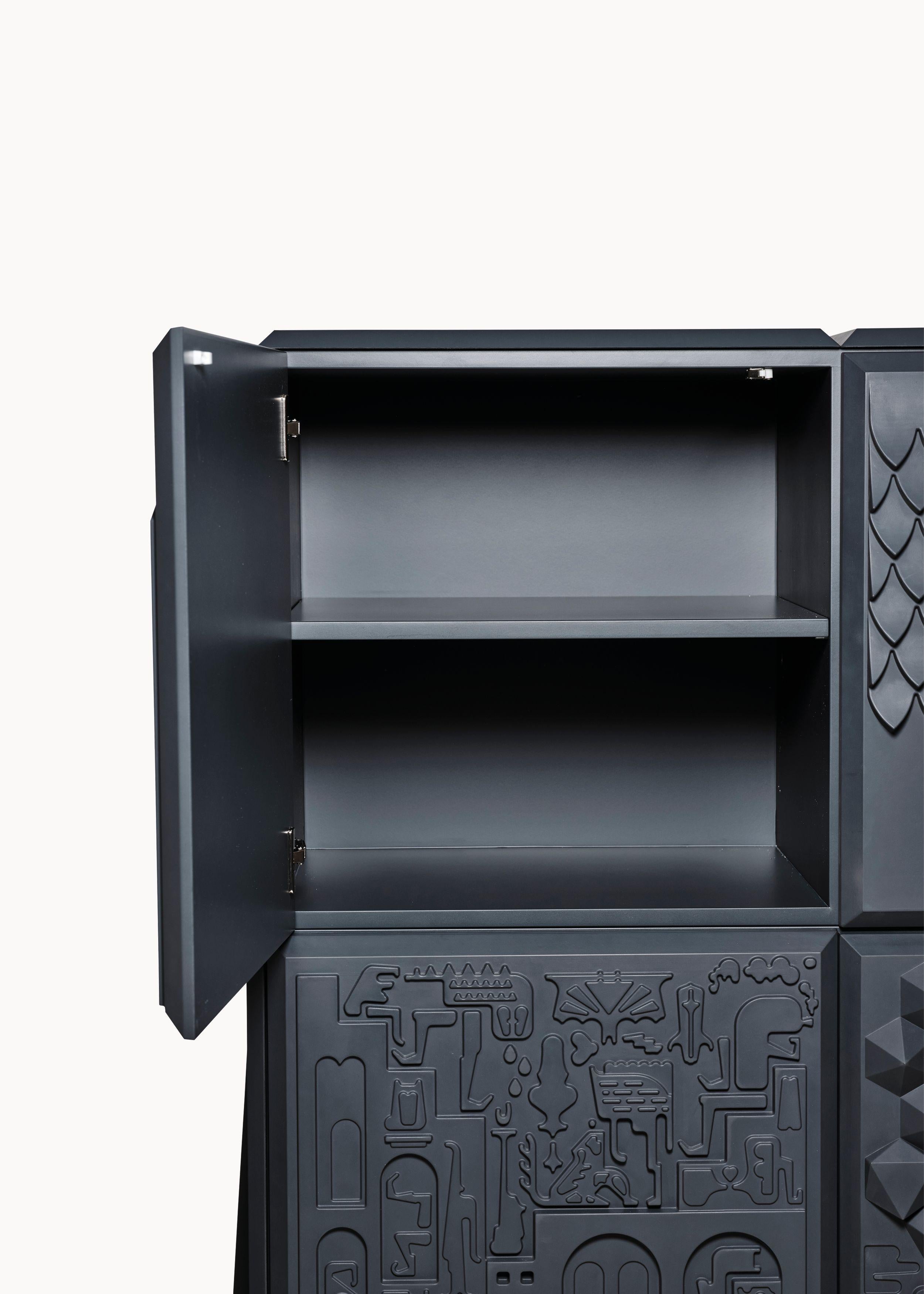 Lacquered Antoine Et Manuel Contemporary 'Tout Va Bien' Black Cabinet for Bd Barcelona For Sale