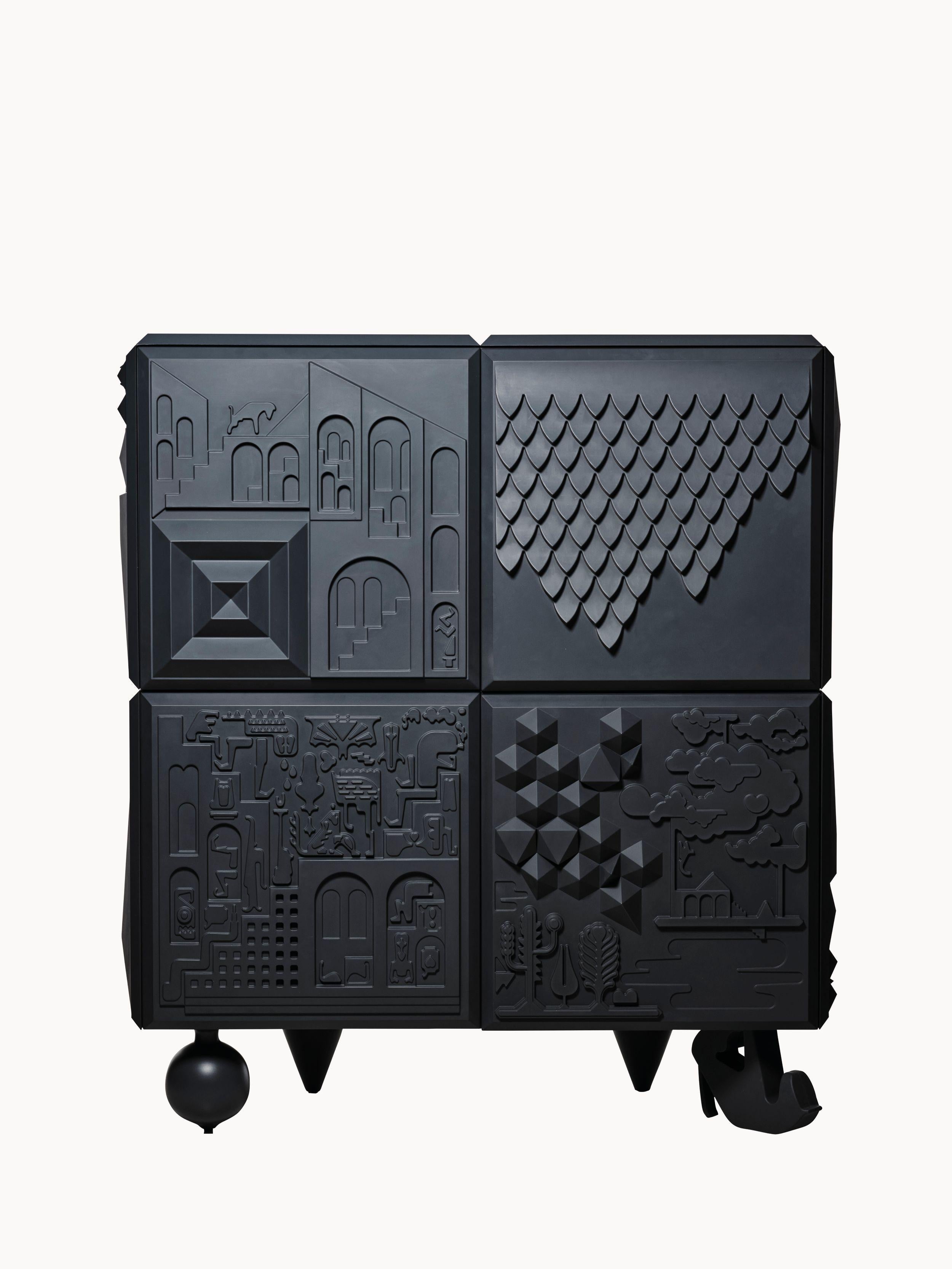 Antoine Et Manuel Contemporary 'Tout Va Bien' Black Cabinet for Bd Barcelona For Sale 1