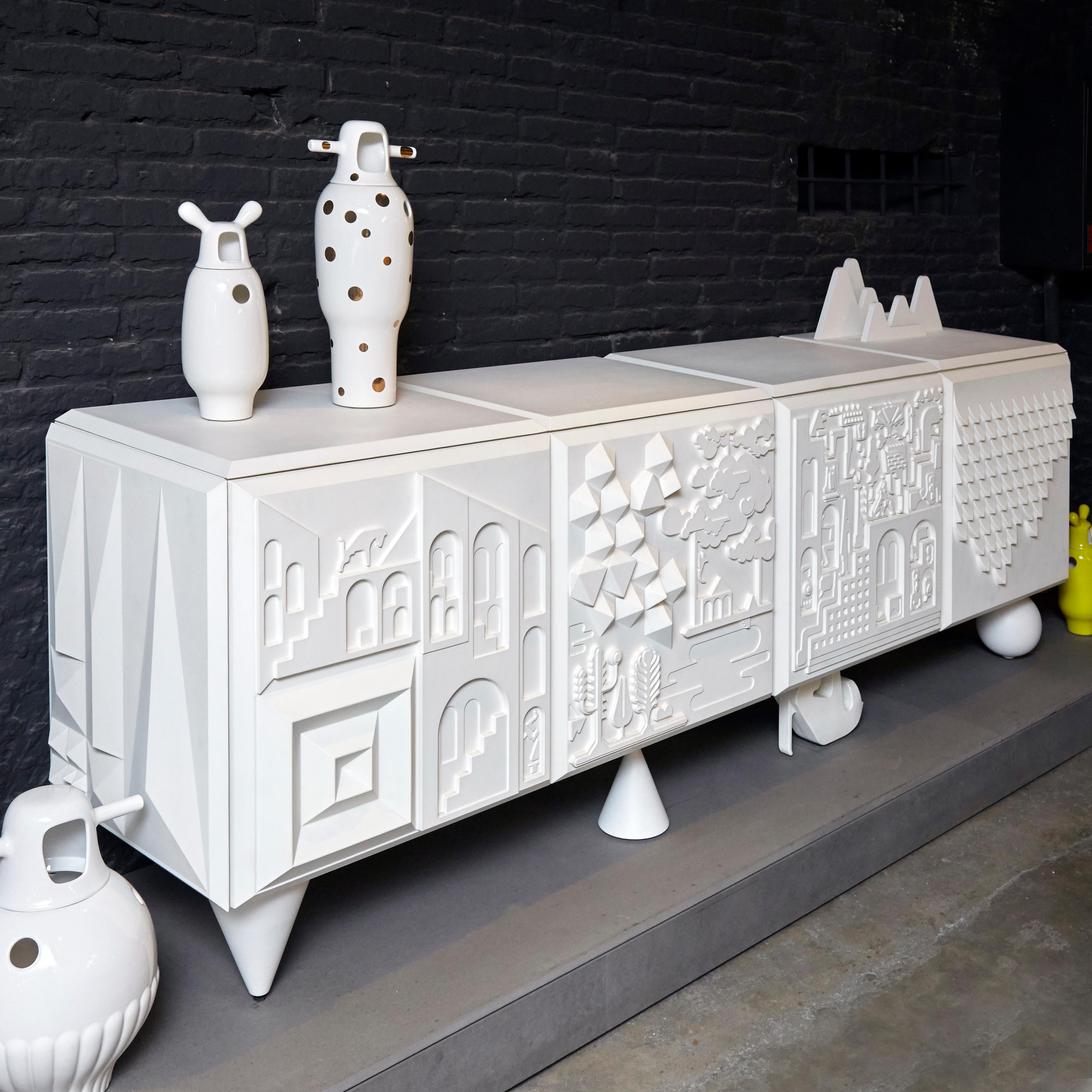 Antoine Et Manuel Contemporary 'Tout Va Bien' White Cabinet for Bd Barcelona For Sale 4