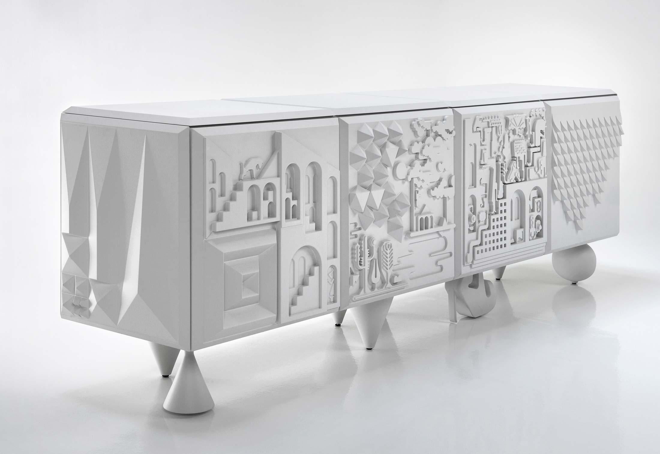 Modern Antoine Et Manuel Contemporary 'Tout Va Bien' White Cabinet for Bd Barcelona For Sale