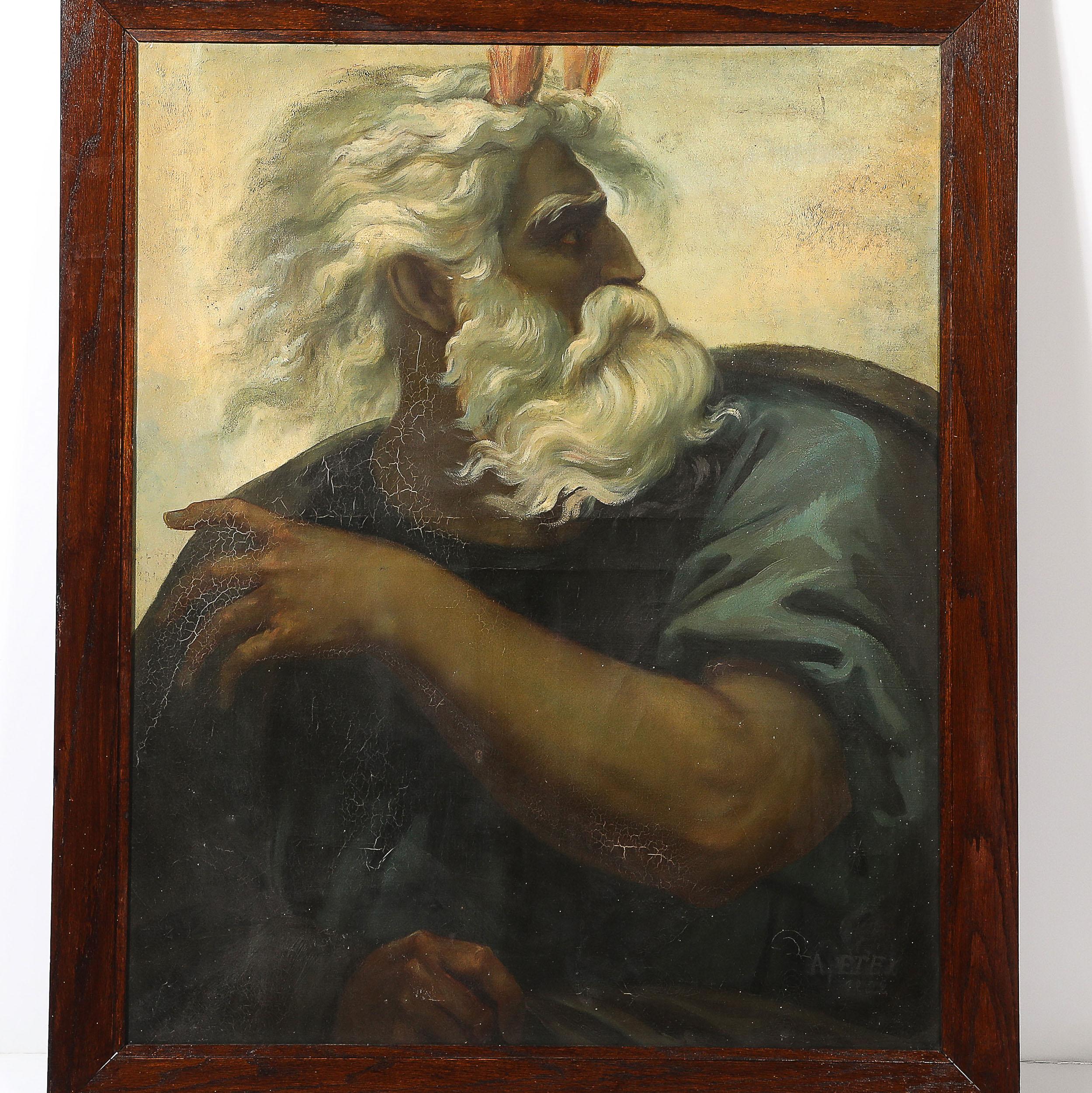 Neoclassical Oil on Canvas Painting of Moses signed Antoine Etex, Dated 1862 1