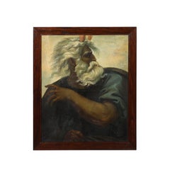 Neoclassical Oil on Canvas Painting of Moses signed Antoine Etex, Dated 1862
