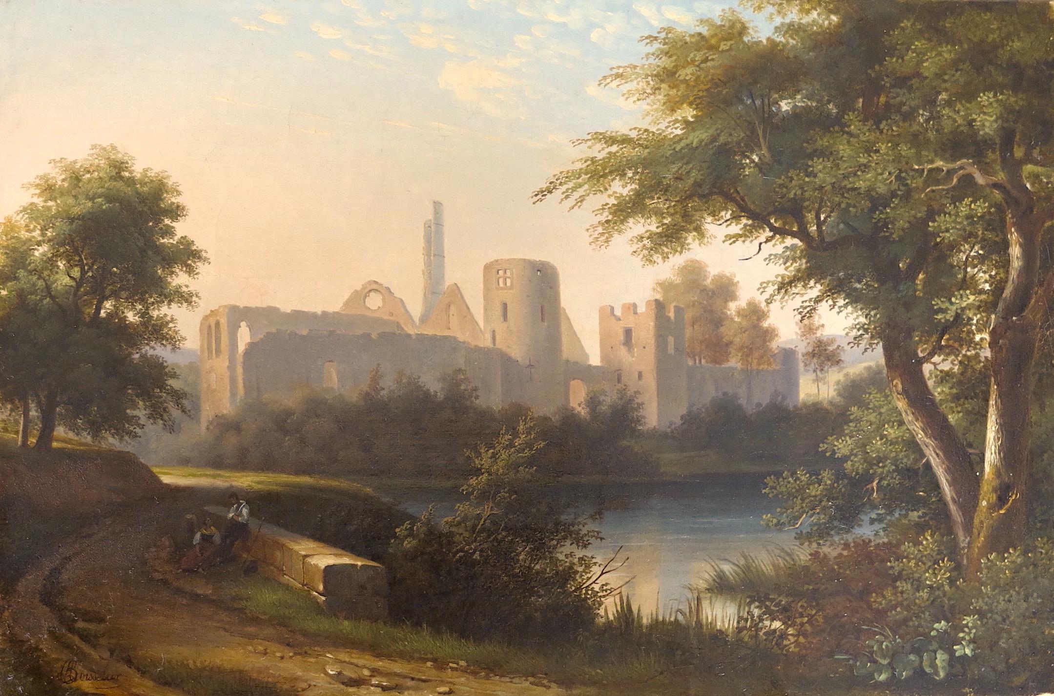 View of the ruins of the Castle of Vivier-en-Brie - France - Painting by Antoine Félix BOISSELIER