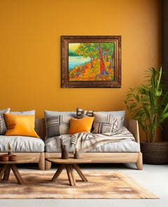 Fauvistisches Gemälde von Antoine Giroux – Küsten-Wasserfront – Ref 134