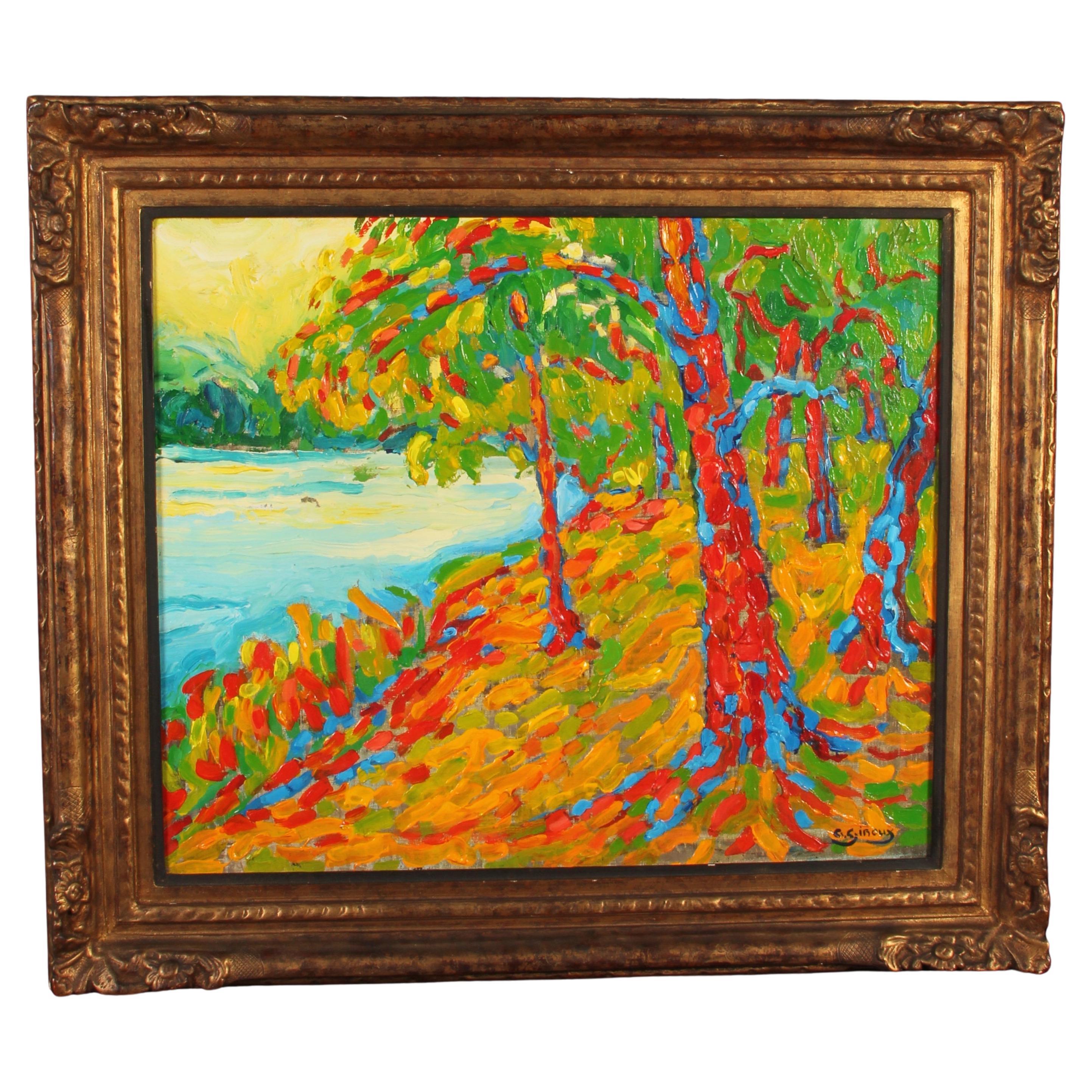 Antoine Giroux Fauvist Painting - Coastal Water Front - Ref 134 For Sale