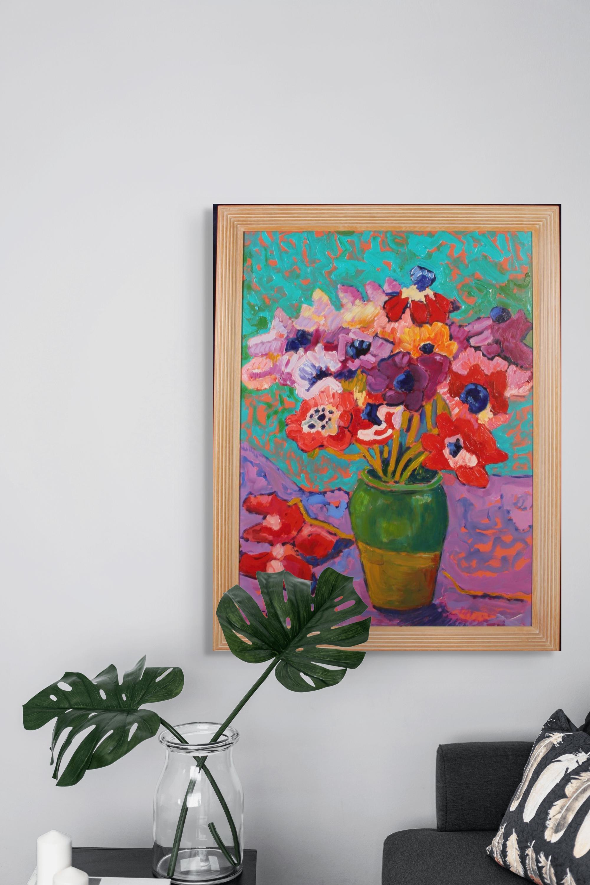 European Antoine Giroux Fauvist Painting - Floral Bouquet - Ref 247 For Sale