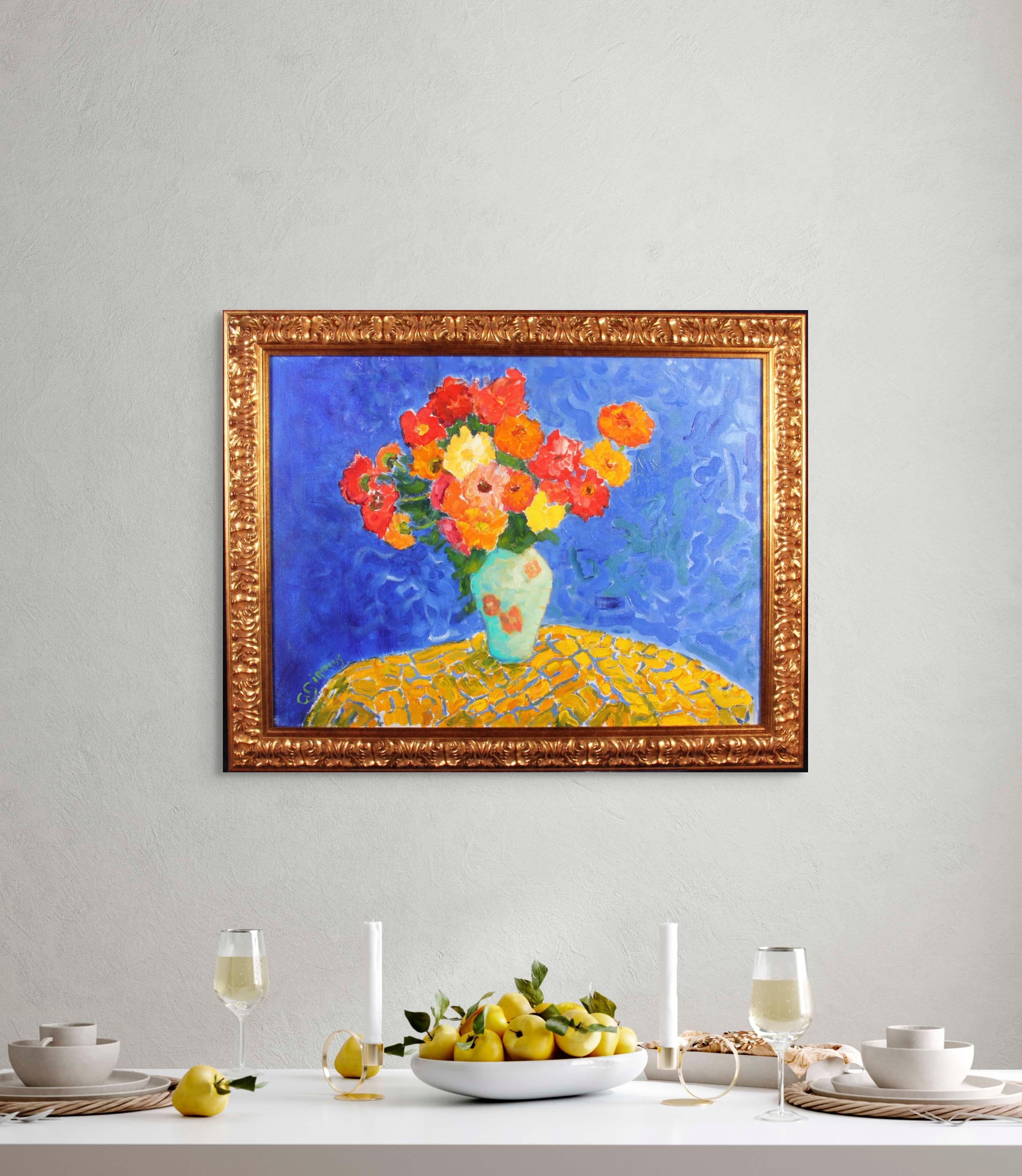 Belgian Antoine Giroux Fauvist Painting - Floral Bouquet - Ref 605 For Sale