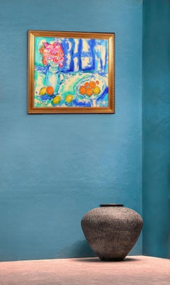 Fauvistisches Gemälde von Antoine Giroux – Früchte und Blumen Stillleben – Ref. 467