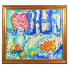 Retro Antoine Giroux Fauvist Painting - Fruits and Flowers Still Life - Ref 467