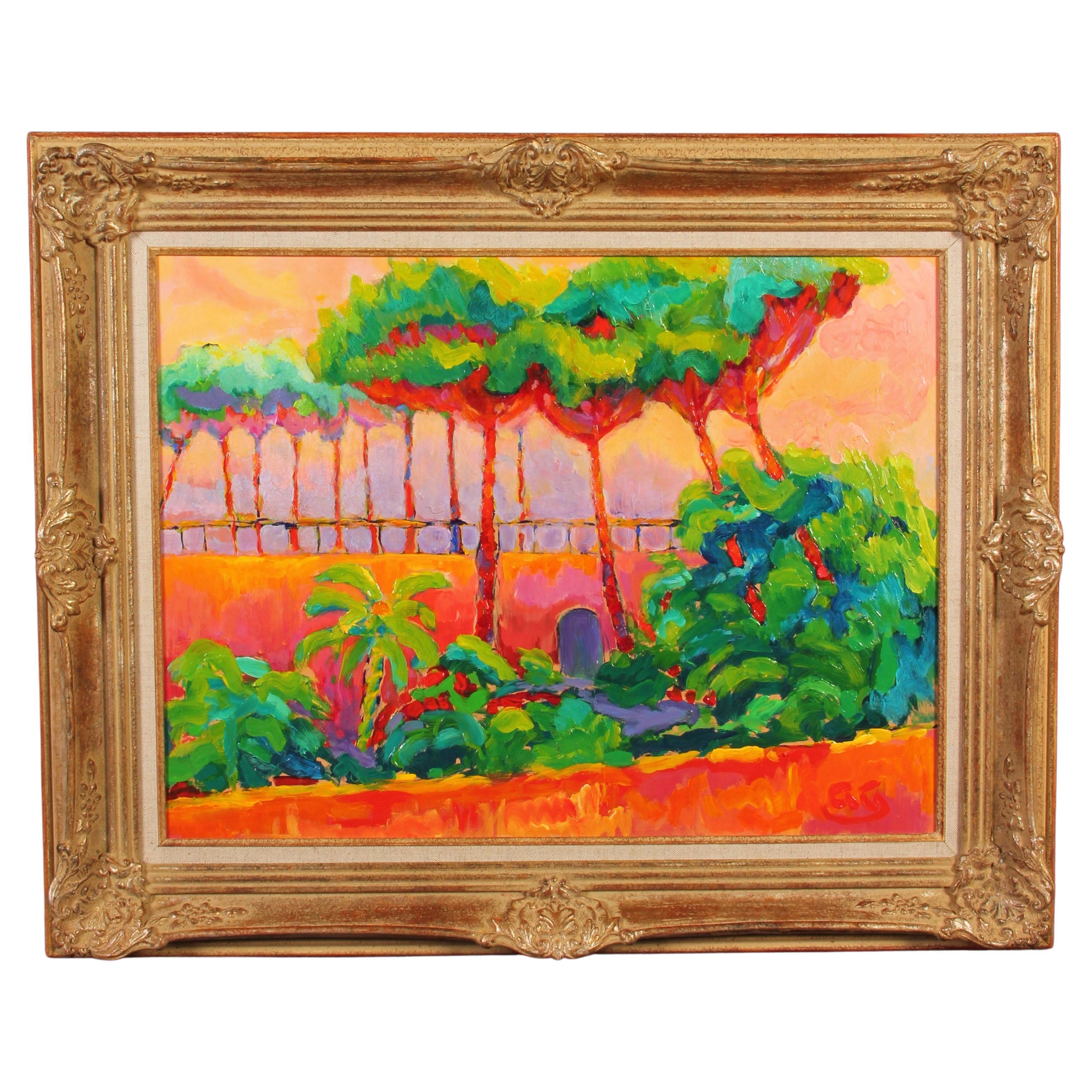 Fauvistisches Gemälde von Antoine Giroux – Riviera-Landschaft – Ref 412 im Angebot