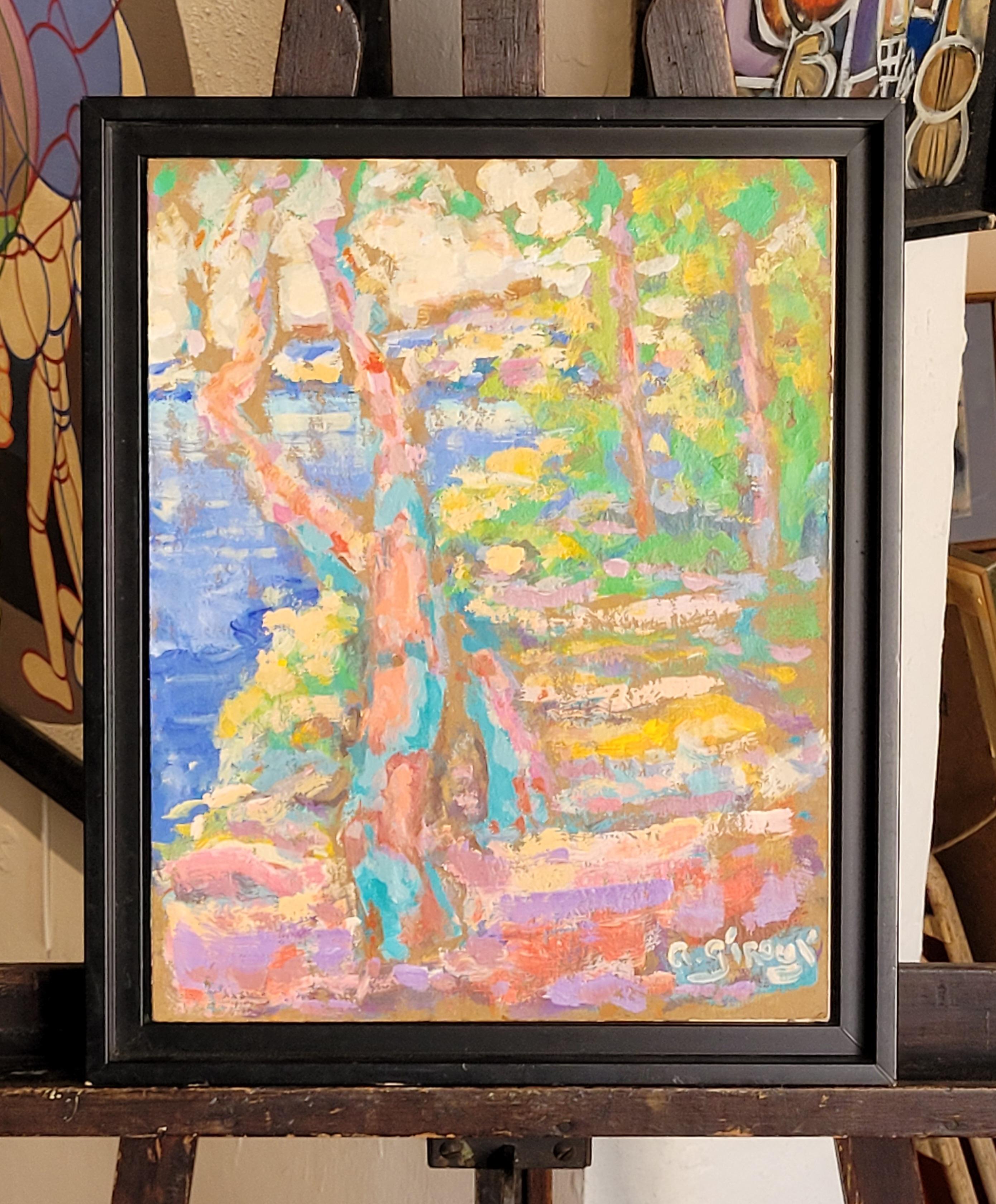 Scène côtière et forestière multicolore de style fauve. Provence. en vente 8
