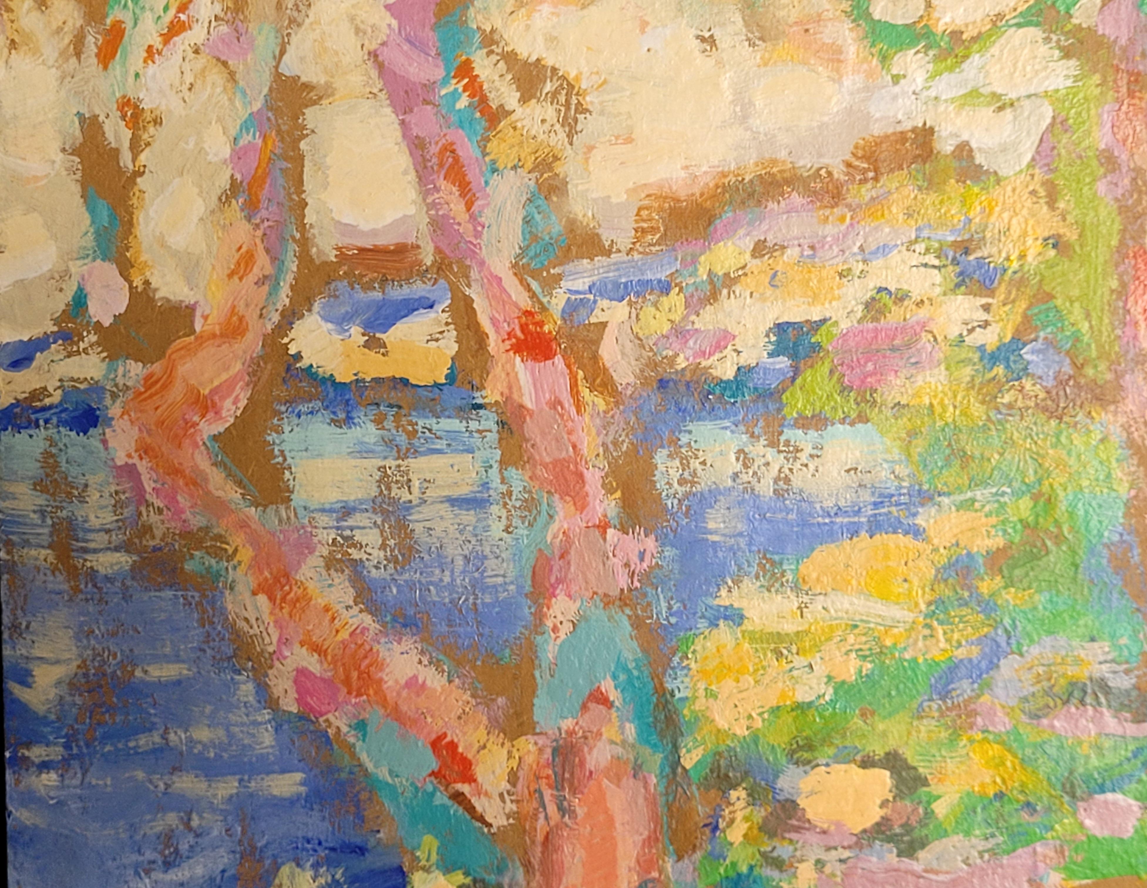 Scène côtière et forestière multicolore de style fauve. Provence. en vente 2