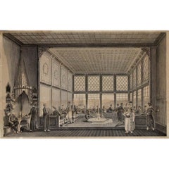 Kupferstich von Melling - öffentliches Café auf dem Platz von Top-Hané in Konstantinopel