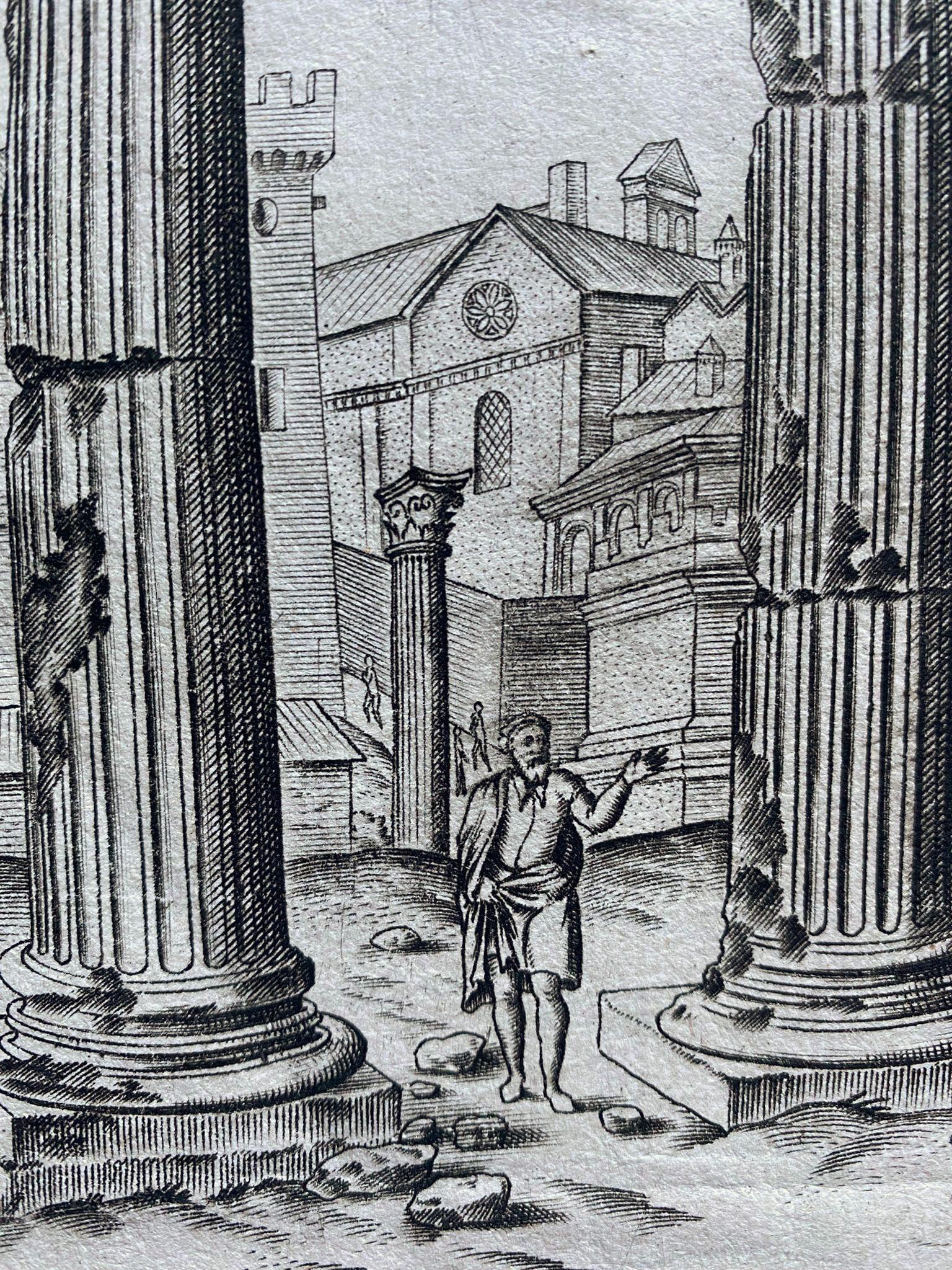 Beautiful and very rare set of six engravings extracted from the work entitled “speculun romanae superbeiae” produced between 1554 and 1573 by Antoine Du Pérac Lafréry and representing the 200 greatest monuments of Rome

The first engraving made