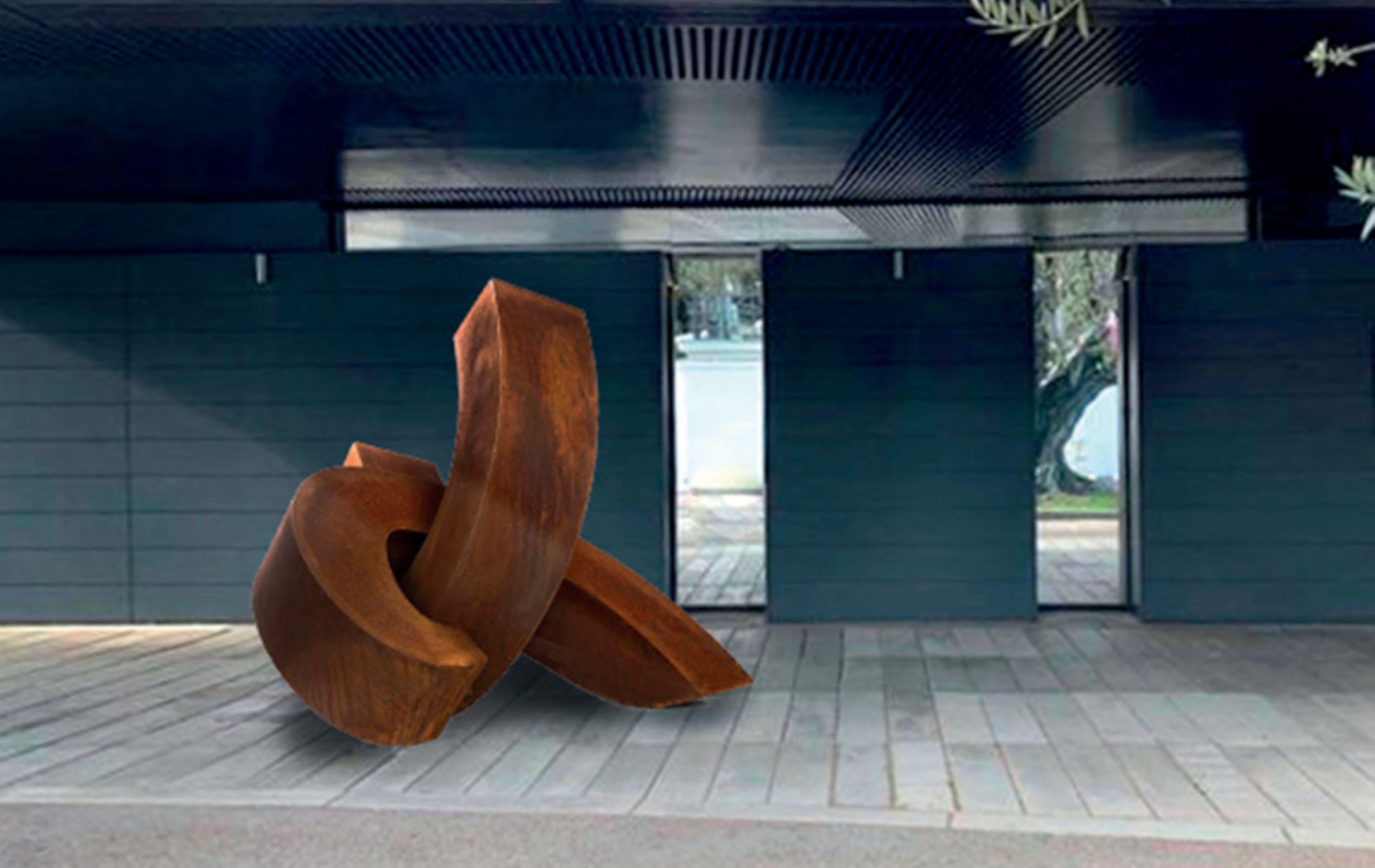 Bildhauerei von Antoine Leclerq
Titel: STAY
Abmessungen: 6',5'' x 6',5'' / 200 x 200 cm
Medien : Cortenstahl
Auflage: 1/3

