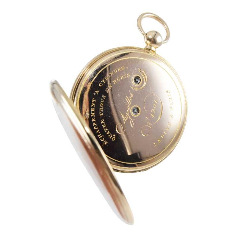 Antoine Lepine Rose Gold Ruby Cylinder French Pocket Watch, circa 1780s In Excellent Condition For Sale In Long Beach, CA