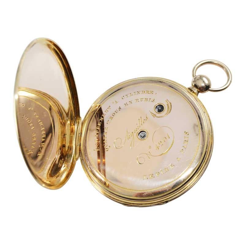 Women's or Men's Antoine Lepine Rose Gold Ruby Cylinder French Pocket Watch, circa 1780s For Sale