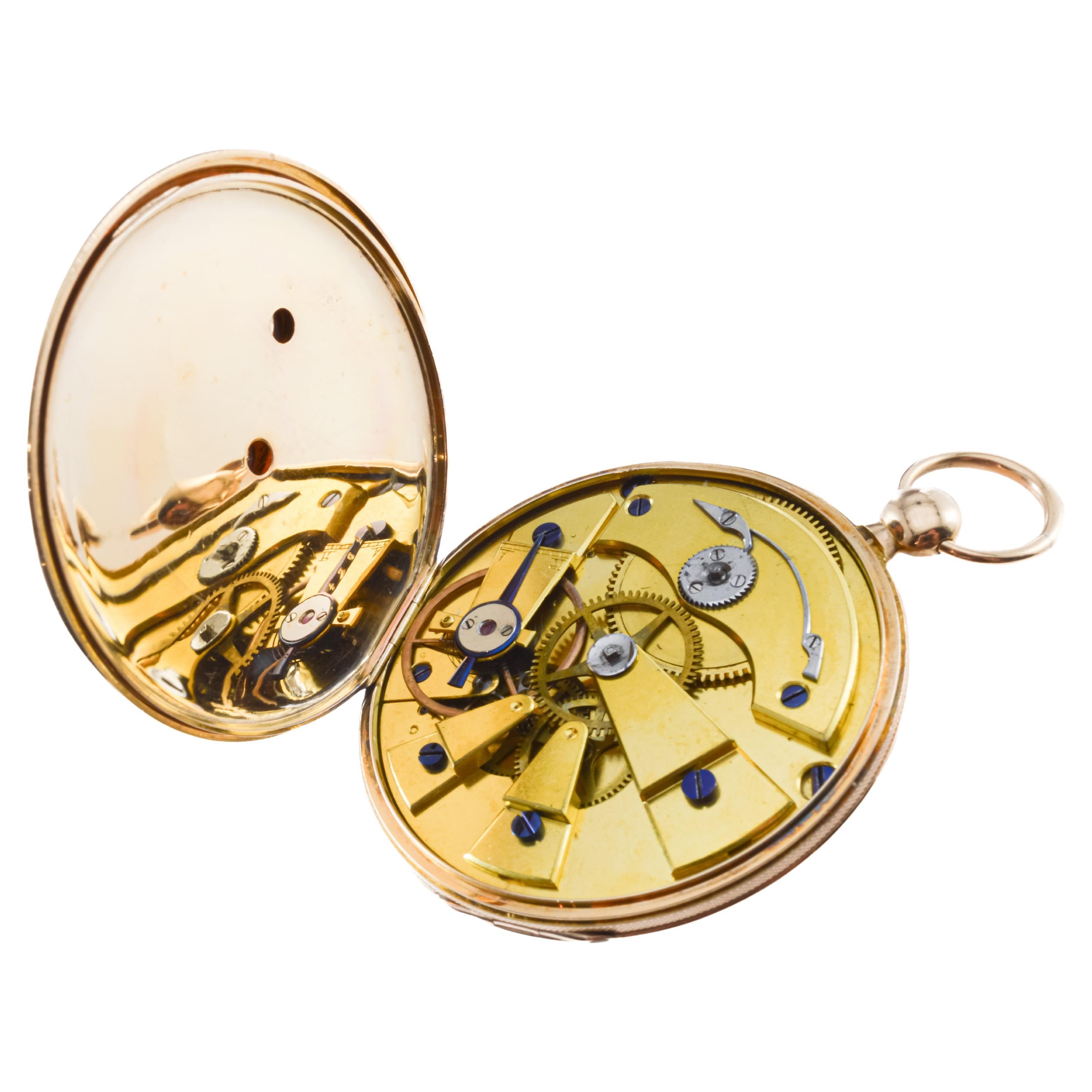 Antoine Lepine Rose Gold Ruby Cylinder French Pocket Watch, circa 1800s For Sale 10