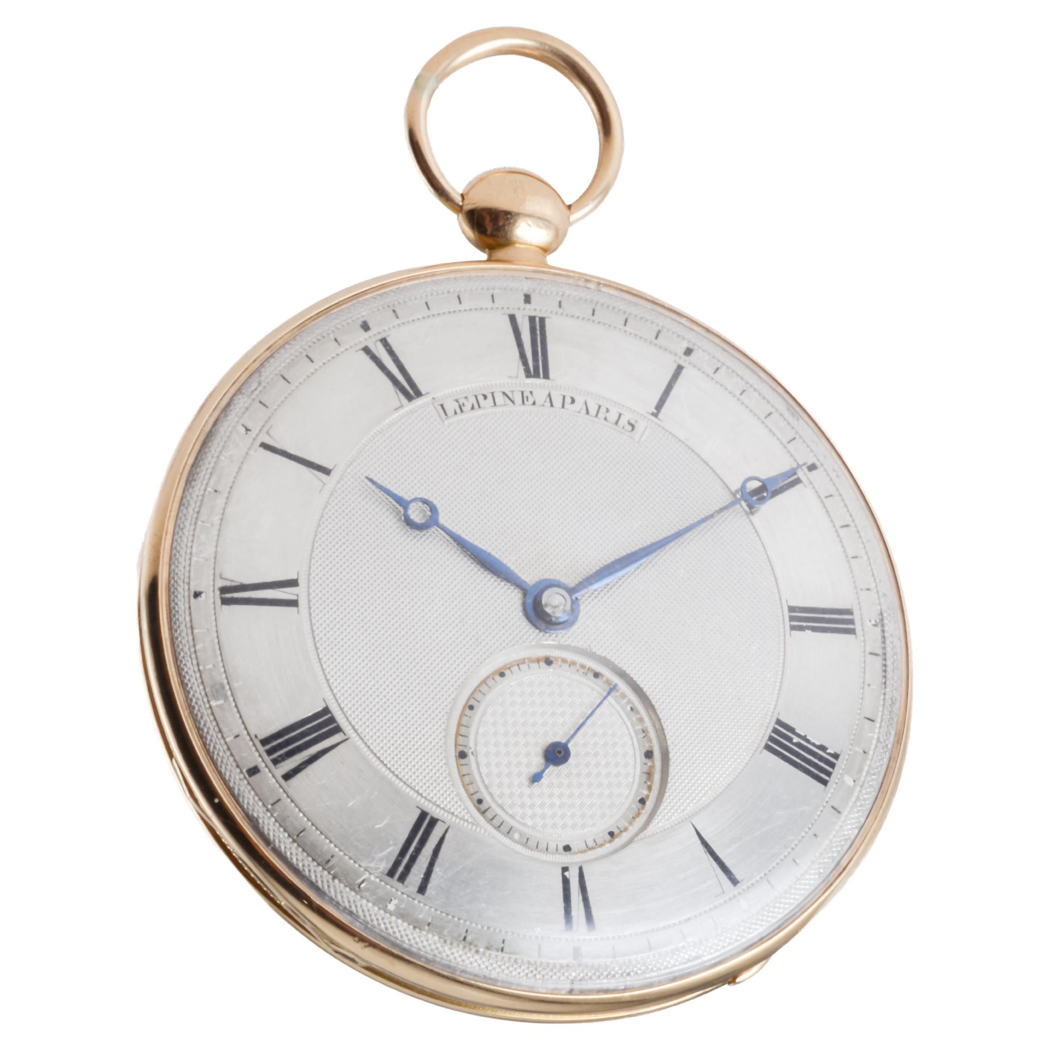 Art Deco Antoine Lepine Rose Gold Ruby Cylinder French Pocket Watch, circa 1800s For Sale