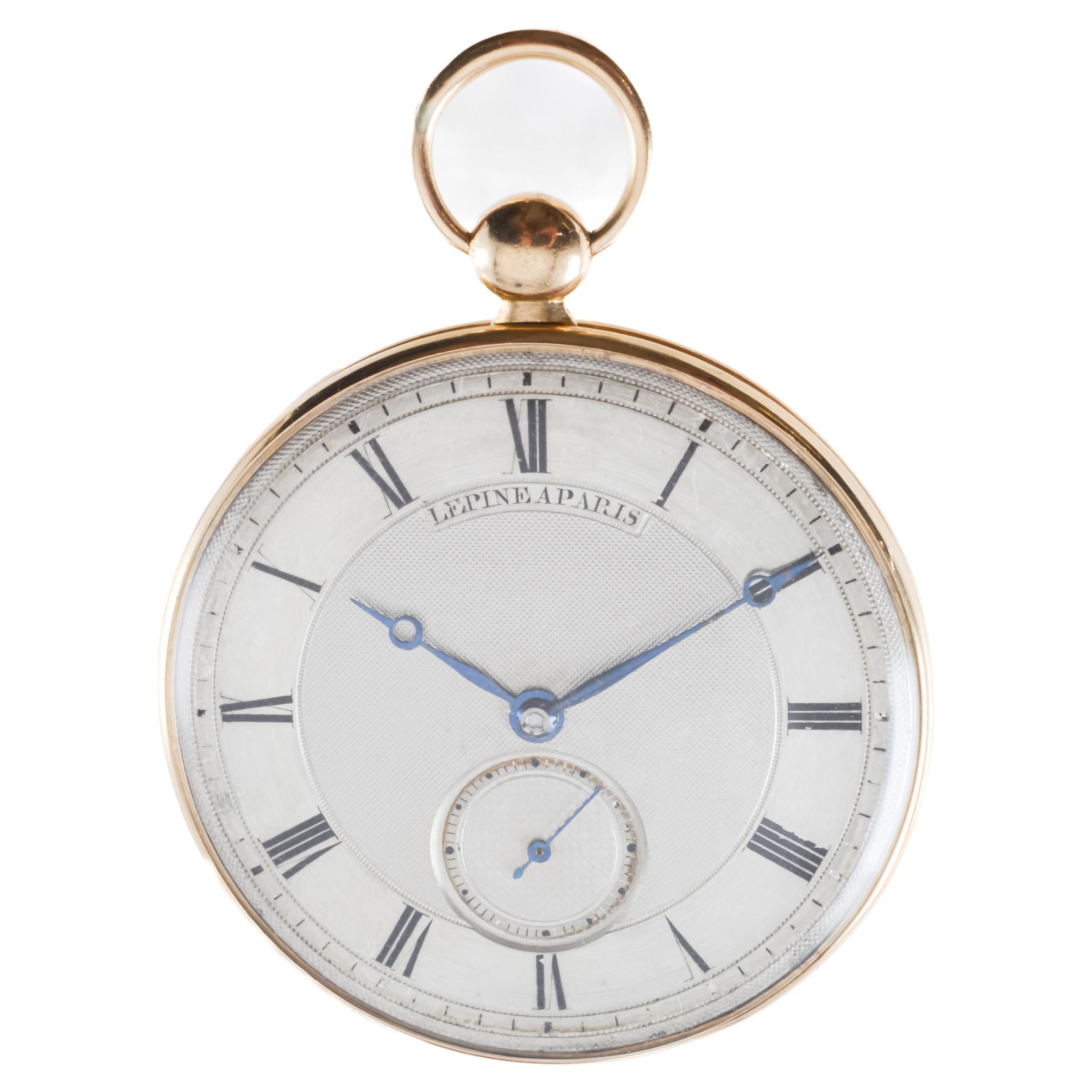 Antoine Lepine Rose Gold Ruby Cylinder French Pocket Watch, circa 1800s In Excellent Condition For Sale In Long Beach, CA