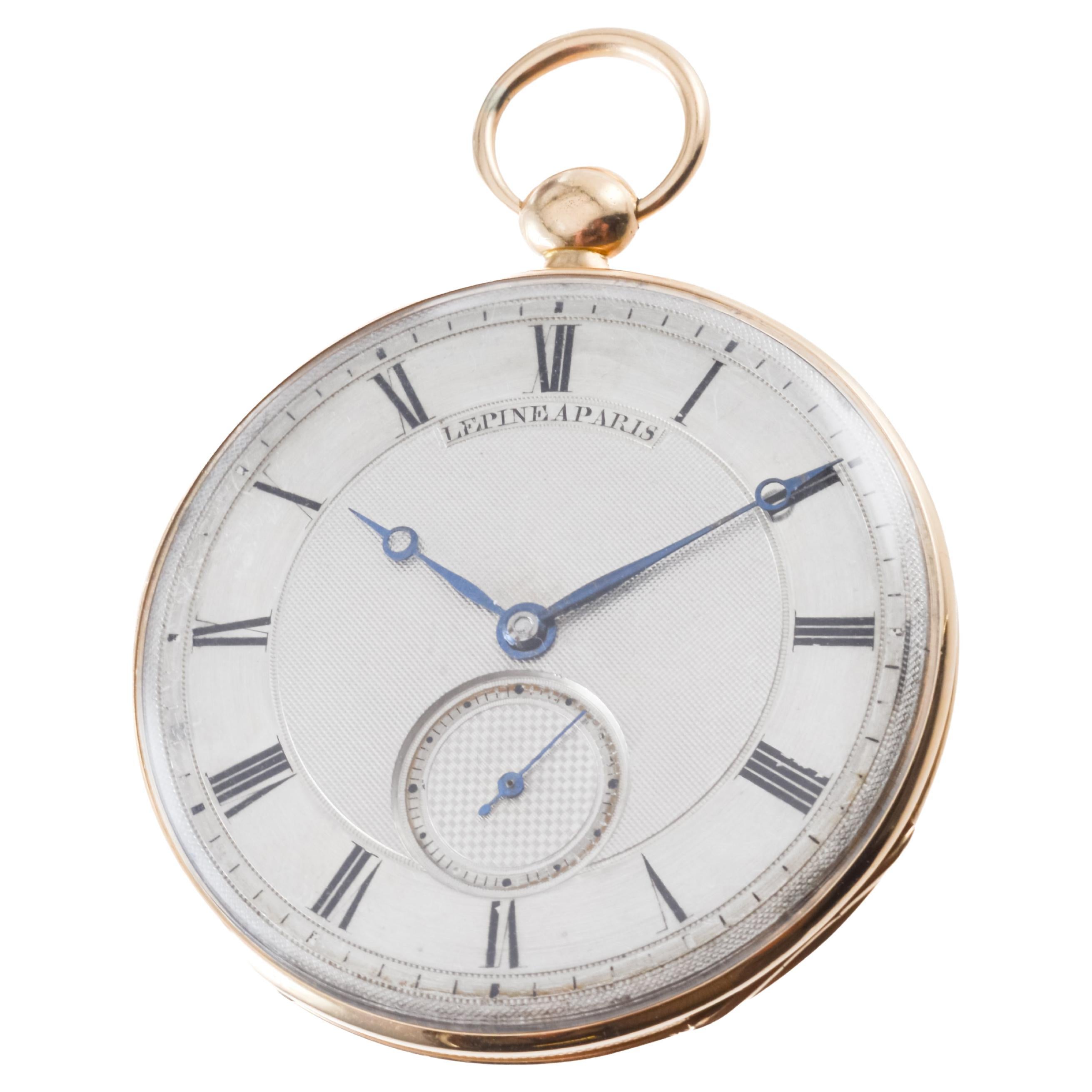 Men's Antoine Lepine Rose Gold Ruby Cylinder French Pocket Watch, circa 1800s For Sale