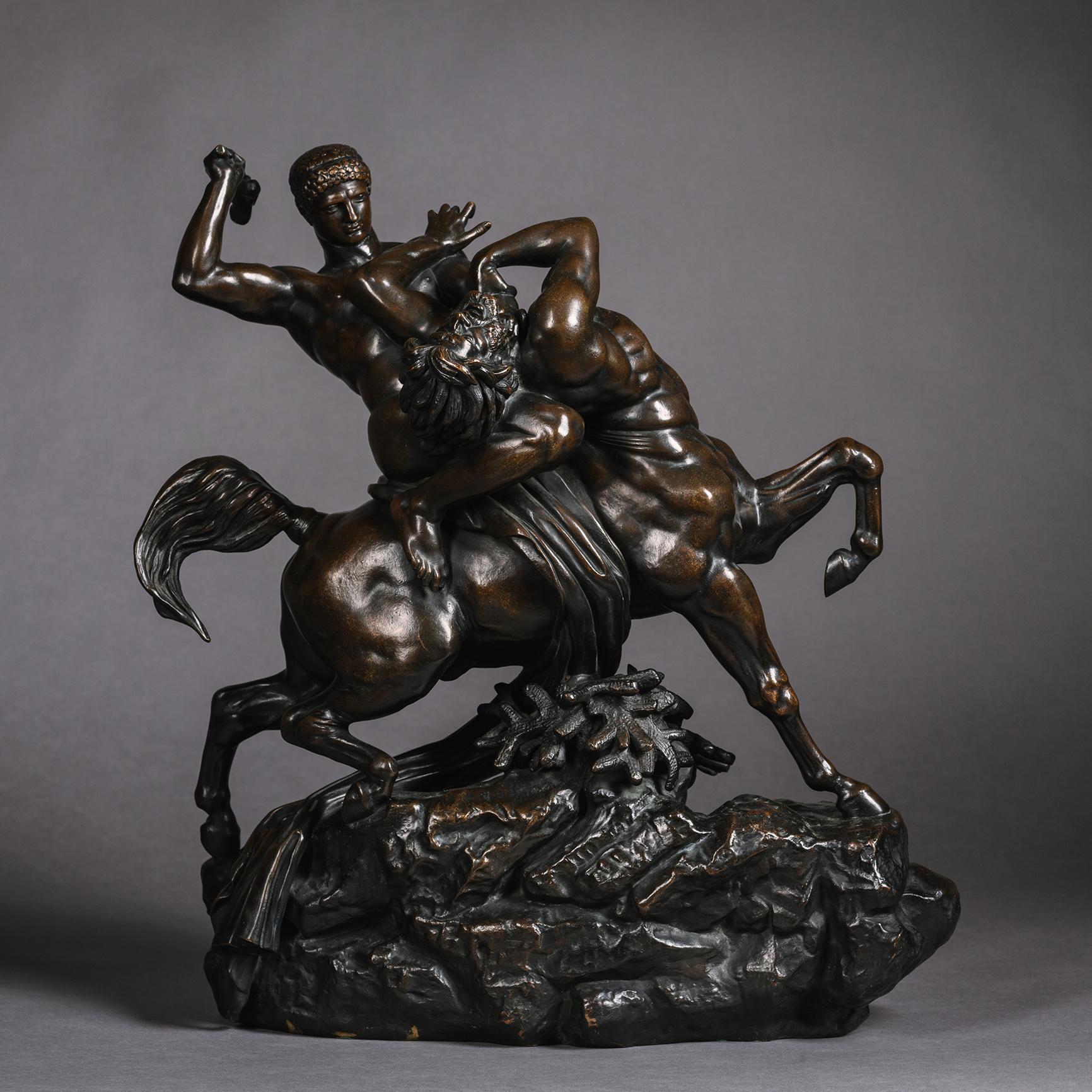 A Fine Patinated Bronze Group, Entitled 'Thesée Combattant le Centaure Bianor' ('Theseus Fighting the Centaur Bianor'), Cast by Ferdinand Barbedienne, From the Model By Antoine Louis Barye (1795-1875).

Signed 'A. L. BARYE' and stamped 'F.