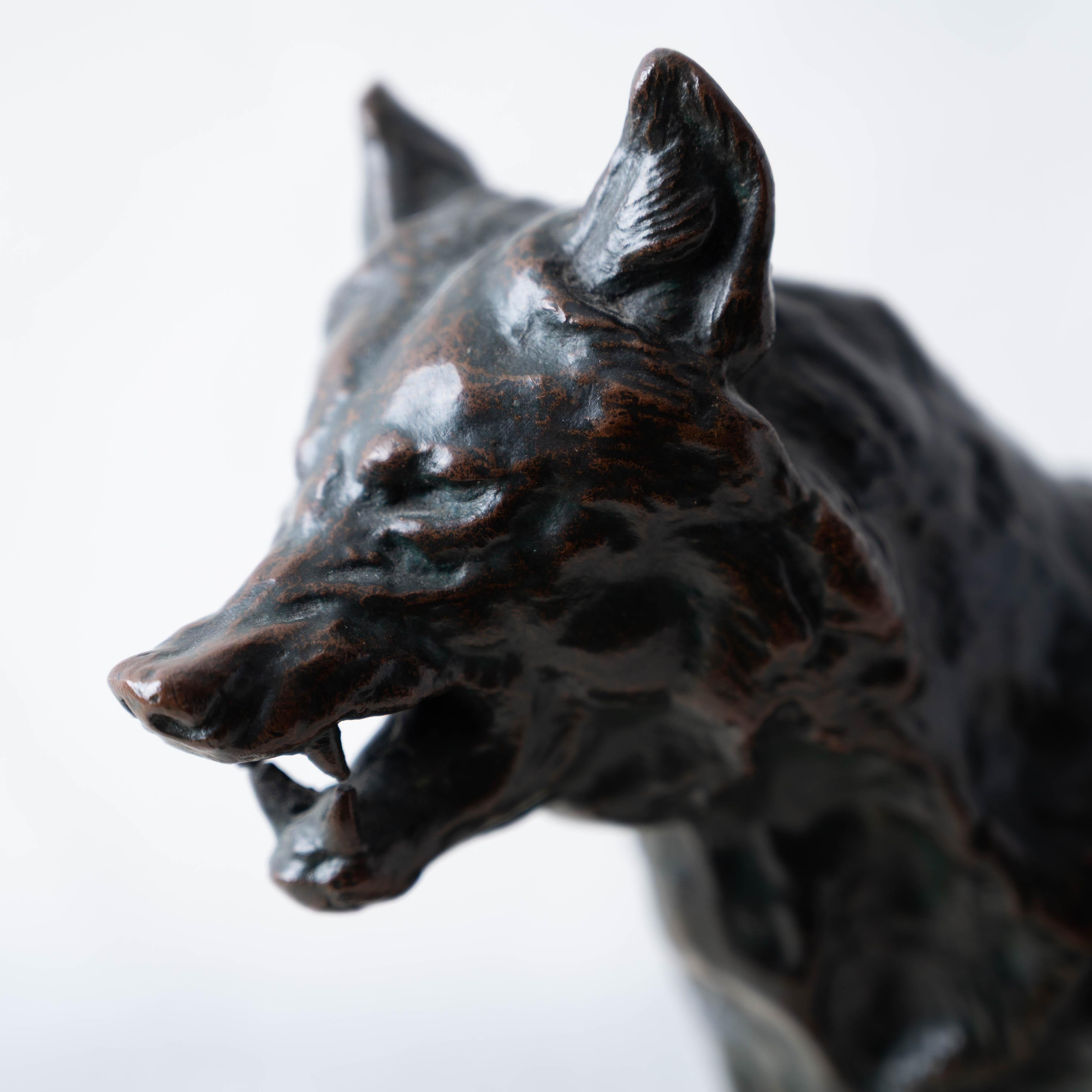 Antoine-Louis Barye - A Striding Wolf Bronze, 19th Century in vendita 5